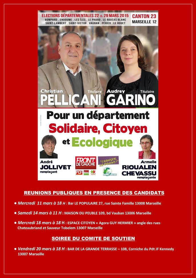 (4) Départementales 2015 : Quatre rendez-vous avec les candidats du canton « Marseille 12 ».
