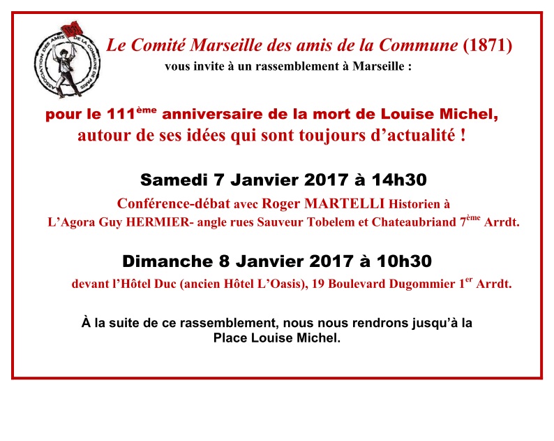Rassemblement pour le 111ème anniversaire de la mort de Louise Michel