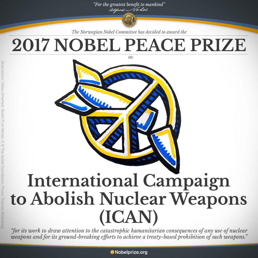 Le prix Nobel de la paix 2017 a été décerné à ICAN !