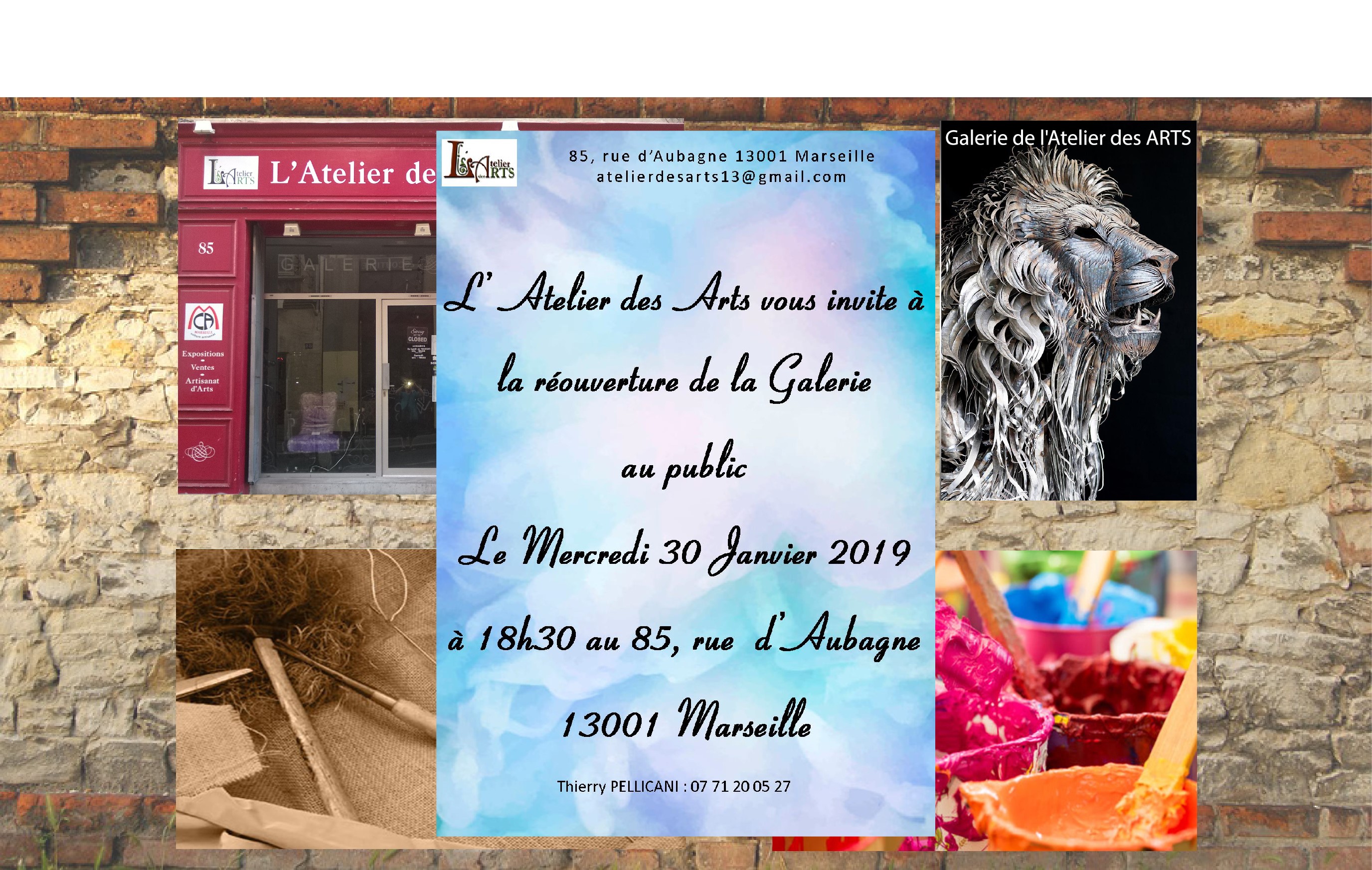 Rue d’Aubagne : Réouverture de la Galerie de l’Atelier des ARTS au Public mercredi 30 janvier à 18h30