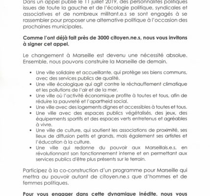 Marseille 2020 (Acte I) : Rencontre devant les écoles avant le premier meeting commun – / –  Un Mouvement sans précédent qui prend forme et visage !