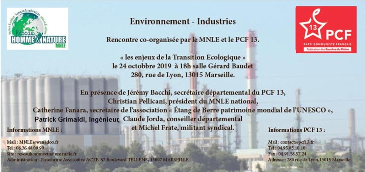 (1) Congrès du MNLE à Marseille 24 octobre 2019 – 1er étape  : Environnement / Industrie