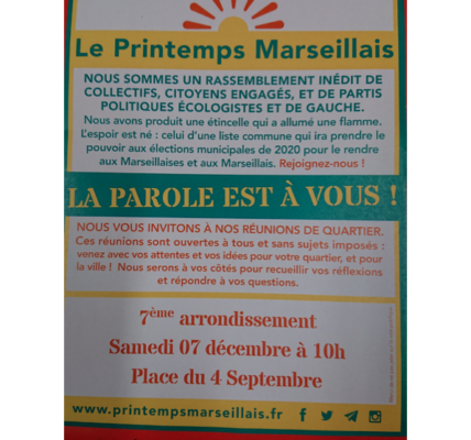 (4) Succès de la rencontre du « Printemps Marseillais » samedi 7 décembre sur la place du Quatre Septembre