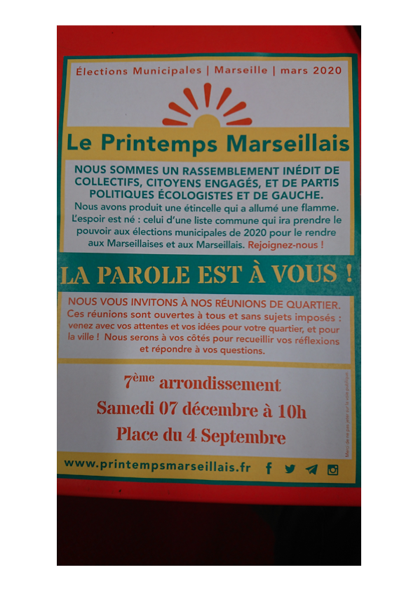 (4) Succès de la rencontre du « Printemps Marseillais » samedi 7 décembre sur la place du Quatre Septembre